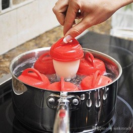 6X CUOCI UOVA separatore di tuorlo in silicone per far bollire le uova senza il guscio